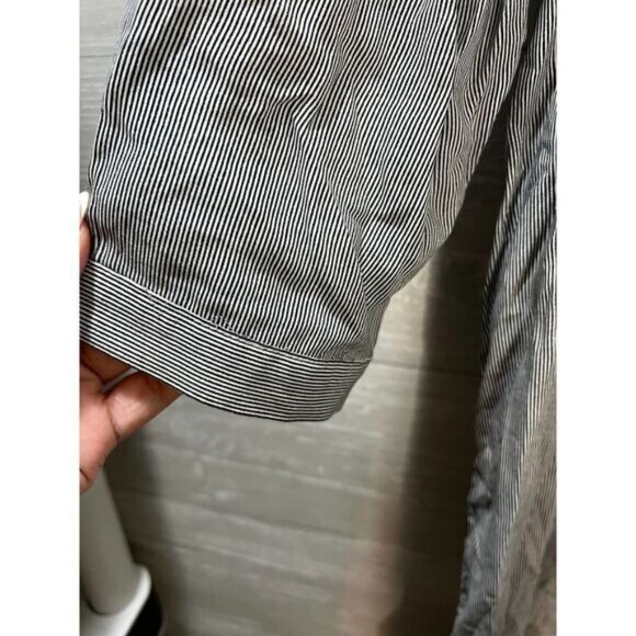 Linen Blend‎ Tunic Shirt Dress Black and White Pin Stripes Size 8 - Picture 5 of 6